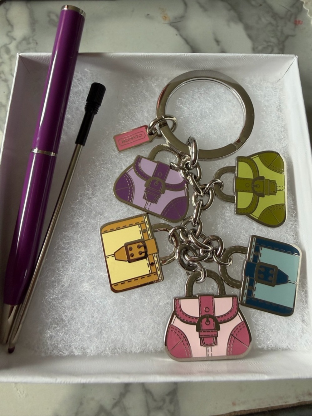 Coach Soho Bag Charm Keychain Set + Coach Pen NWOT